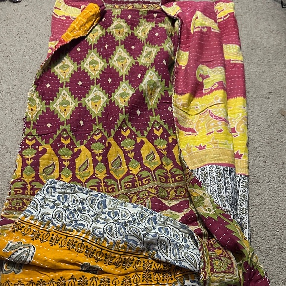 Colorful kantha Patchwork Throw Blanket (reversible) - Picture 1 of 3
